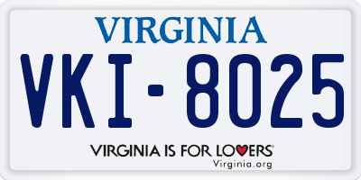 VA license plate VKI8025