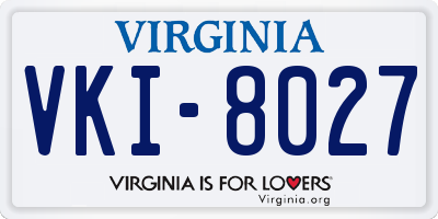 VA license plate VKI8027