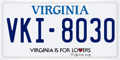 VA license plate VKI8030