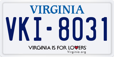 VA license plate VKI8031