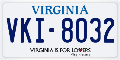 VA license plate VKI8032