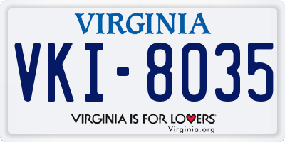 VA license plate VKI8035