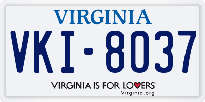 VA license plate VKI8037
