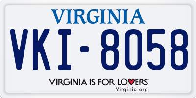 VA license plate VKI8058