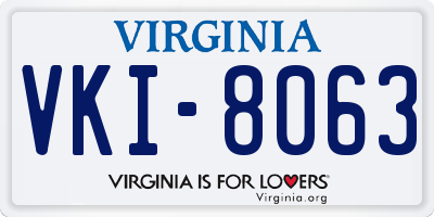 VA license plate VKI8063