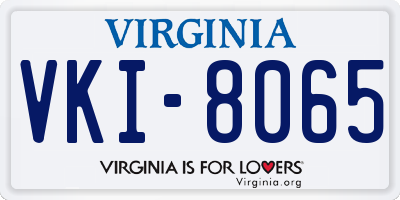 VA license plate VKI8065