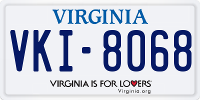 VA license plate VKI8068
