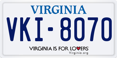 VA license plate VKI8070