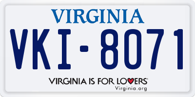 VA license plate VKI8071
