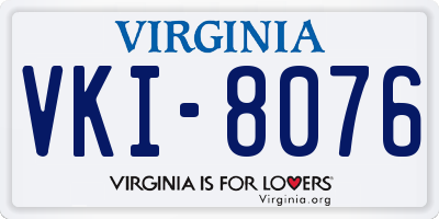 VA license plate VKI8076