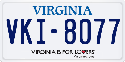VA license plate VKI8077