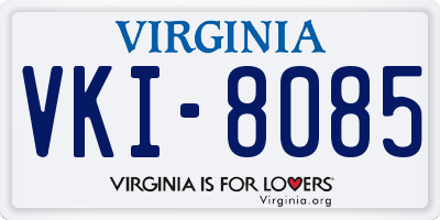 VA license plate VKI8085