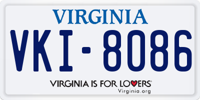 VA license plate VKI8086