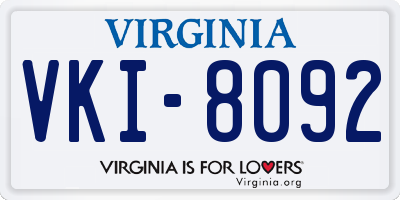 VA license plate VKI8092
