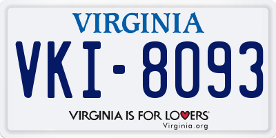 VA license plate VKI8093