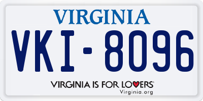 VA license plate VKI8096