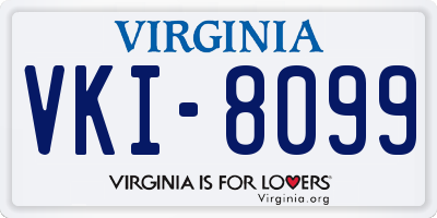 VA license plate VKI8099