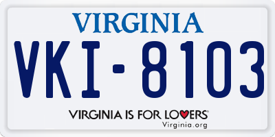 VA license plate VKI8103