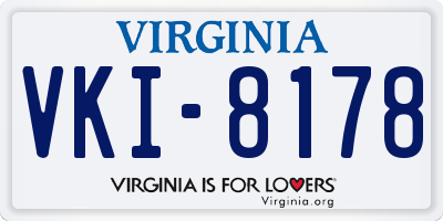 VA license plate VKI8178