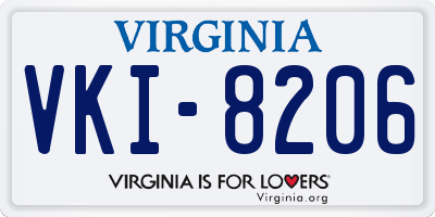 VA license plate VKI8206