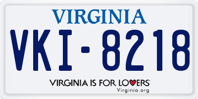VA license plate VKI8218