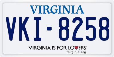 VA license plate VKI8258