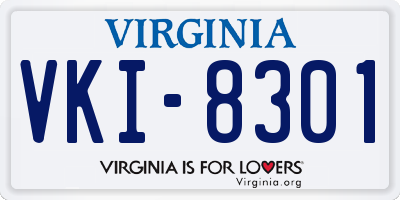 VA license plate VKI8301