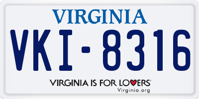 VA license plate VKI8316