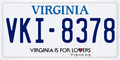 VA license plate VKI8378