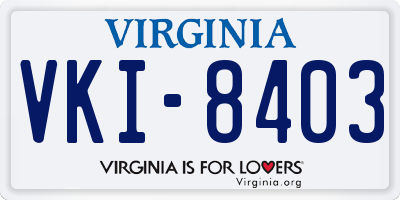 VA license plate VKI8403