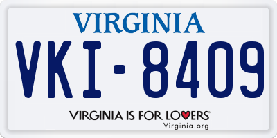 VA license plate VKI8409