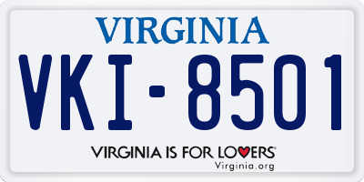 VA license plate VKI8501