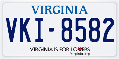 VA license plate VKI8582