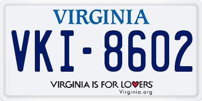 VA license plate VKI8602