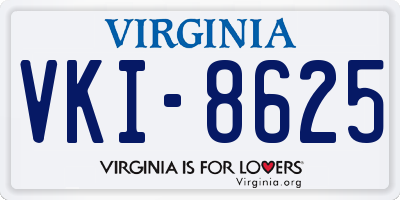 VA license plate VKI8625