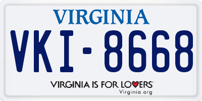 VA license plate VKI8668