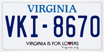 VA license plate VKI8670