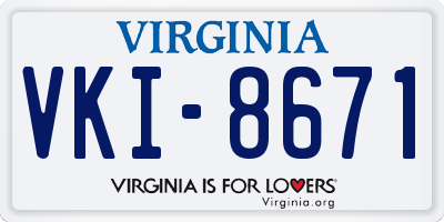 VA license plate VKI8671