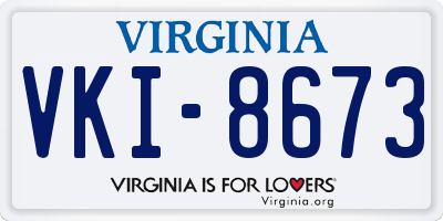 VA license plate VKI8673