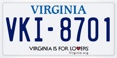 VA license plate VKI8701
