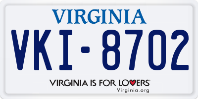 VA license plate VKI8702