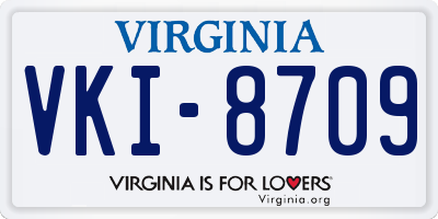 VA license plate VKI8709