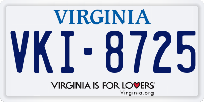 VA license plate VKI8725
