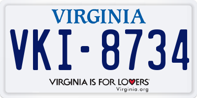 VA license plate VKI8734
