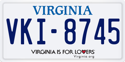 VA license plate VKI8745