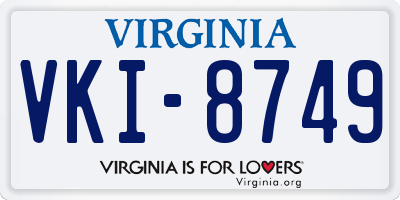 VA license plate VKI8749
