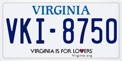 VA license plate VKI8750