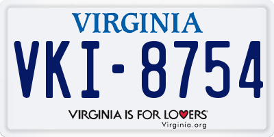 VA license plate VKI8754