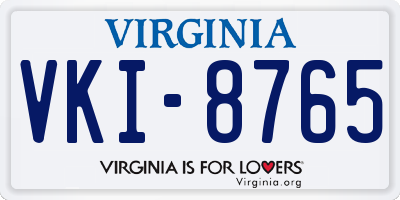 VA license plate VKI8765