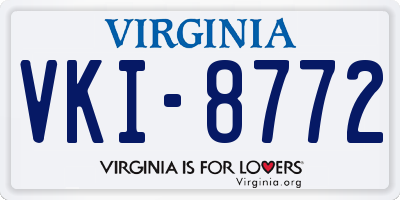 VA license plate VKI8772